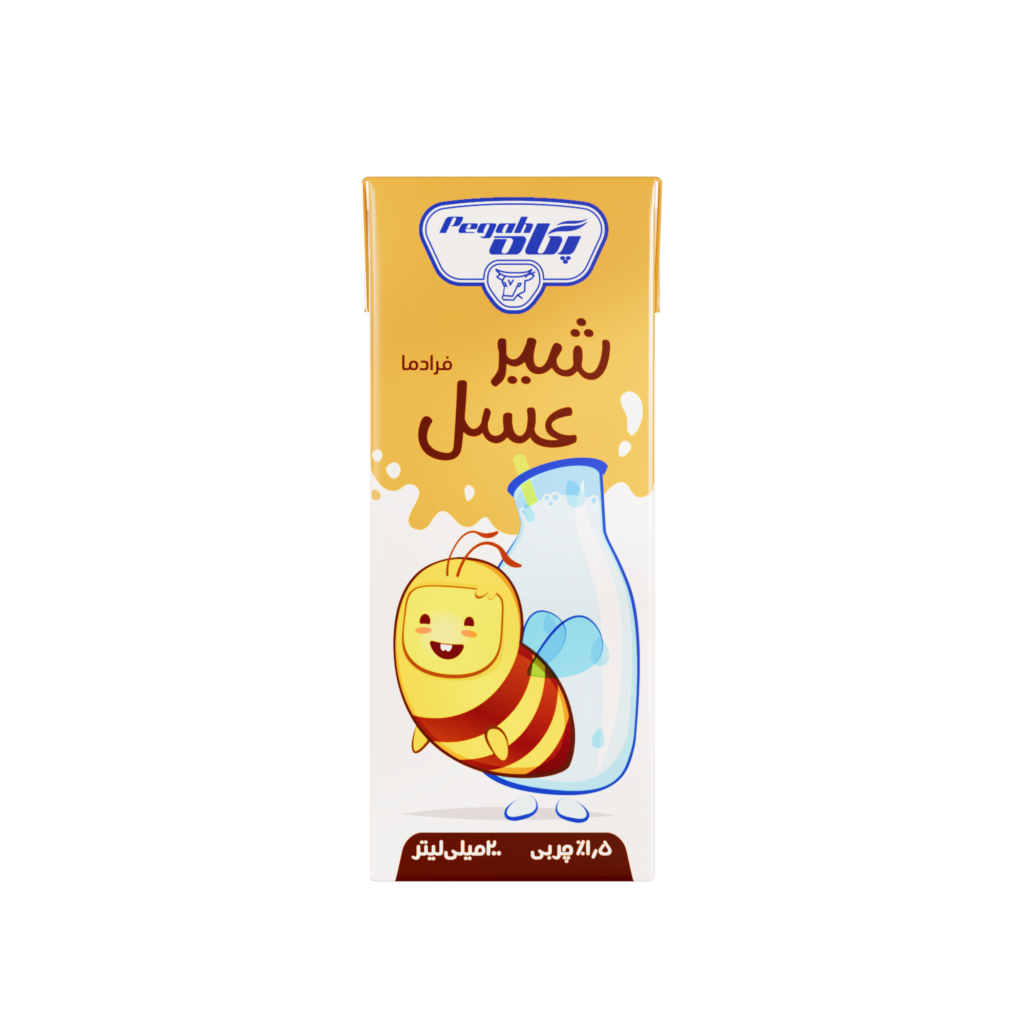 شیر عسل استریل پاکتی ۲۰۰ سیسی کم چرب